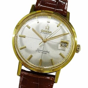 １円～ オメガ OMEGA シーマスター デビル 時計 メンズ ブランド デイト 自動巻き AT 750YG ゴールド GP レザー(v0080238500)