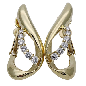 juneJeunet earrings lady's brand diamond D0.55 YG750 yellow gold both ear for jewelry polished 