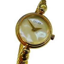 １円～ グッチ GUCCI 時計 レディース ブランド シェル クオーツ QZ GP 2700.2.L ゴールド バングルウォッチ (v0080480800)_画像1