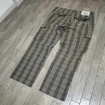 ☆Levi's 502 カーゴパンツ チノパン ワーク ミリタリー ストレート ボトムス W34 カーキ チェック柄 アメカジ リーバイス 廃盤 古着 USED_画像3