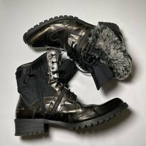 Rare 00s Japanese Label Nicole club for men Y2K fur leather long boots goa ifsixwasnine kmrii share spirit lgb 14th addiction