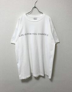 90's PERRY ELLIS VINTAGE TEE XL ペリーエリス ビンテージ アート ロゴ プリント Tシャツ 白 USA製 old gap stussy supreme 映画 movie