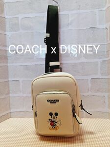 【新品】COACH コーチ ショルダーバッグ ディズニー ミッキー ボディバッグ レザー