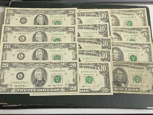[外国紙幣]アメリカ/USA USドル/米ドル 20ドル/10ドル/5ドル紙幣 計150ドル分 古い紙幣 旧札[真贋不明]