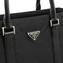 PRADA プラダ VIAGGIO トートバッグ ハンドバッグ 縦長 ナイロン レザー NERO 黒 ブラック シルバー金具_画像7