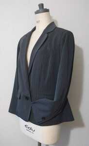 スーツ 背広 ジャケット 女性19ABR 黒 農灰 グレー ストライプ 長袖 裏地付き ポケット付き オフィス レディー カジュアル caprine KOIZUMI