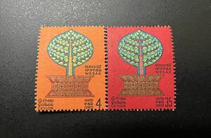 外国切手 セイロン 菩提樹下の悟り2種