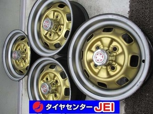 13インチ 5J-24 5.5J-19 114.3 金 ゴールド 旧車 当時物 希少 中古ホイール【4本セット】送料無料(SW13-4750）