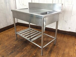 [ business use kitchen furniture / business use 1. type stainless steel sink / stainless steel sink / drainer pcs attaching /H940×1000×600.] eat and drink fixtures 