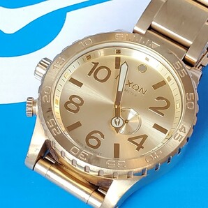 電池交換済 メンズ腕時計 NIXON ニクソン クォーツ クロノグラフ  THE51-30  GOLD ゴールドカラー 動作品 の画像3