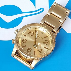 電池交換済 メンズ腕時計 NIXON ニクソン クォーツ クロノグラフ  THE51-30  GOLD ゴールドカラー 動作品 の画像2