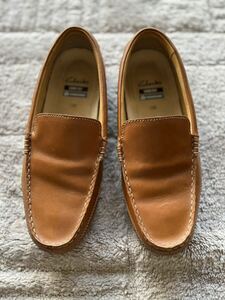 [ ultimate beautiful goods ]Clarks Clarks driving shoes deck Loafer tongue tea leather approximately 25.5 UK7 EUR41