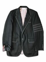 (D) 国内正規 THOM BROWNE トムブラウン 4BAR ウール ジャケット 0 ブラック_画像1