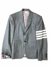 (D) 国内正規 THOM BROWNE トムブラウン 4BAR ウール ジャケット 00 グレー_画像1