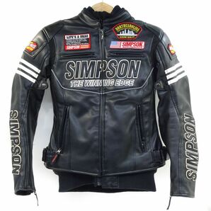 119 SIMPSON/シンプソン PUレザージャケット インナー付 WMサイズ バイクウェア ※中古の画像1