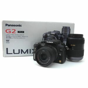 105s Panasonic パナソニック LUMIX DMC-G2W ダブルズームレンズキット ブラック ミラーレス一眼カメラ ※中古