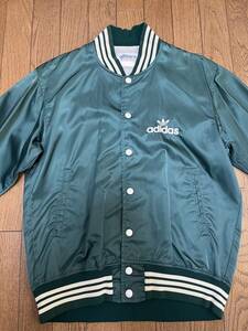 ビンテージ adidas ダークグリーン スタジャンSIZE L 光沢 レア Suchmos