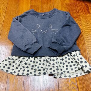 トレーナー 女の子 スウェット 長袖 Tシャツ キッズ グレー　100