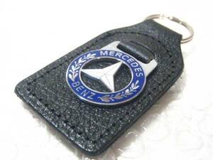 【Spiral】メルセデスベンツ 角型・本皮キーホルダー 新品/エンブレム＆ロゴ/MERCEDES-BENZ/