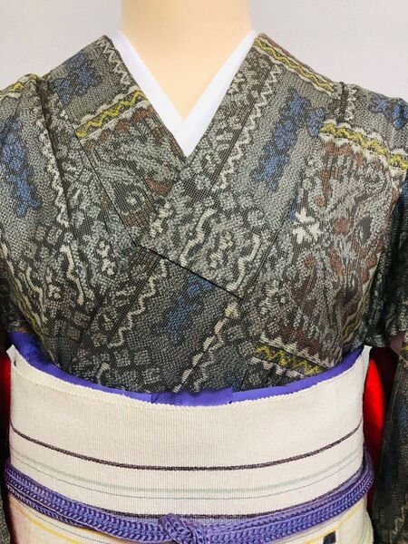 粋な大人の紬の小紋 未使用
