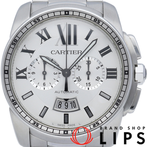  Cartier Carib rudu Cartier chronograph watch W7100045 SS men's clock white finishing settled beautiful goods 