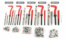 ネジ穴 修正 キット 131pcs リコイルヘリサートキット つぶれた ネジ山 再生 セット 5セット 万能 工具 バイク 車 修理 補修△_画像3