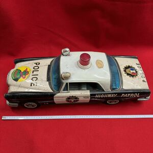 昭和レトロ ブリキ　パトカー　大型 ブリキのおもちゃ　メルセデス・ベンツ パトロール 当時物 日本製 HIGHWAY PATROL CAR 全長60cm 吹屋