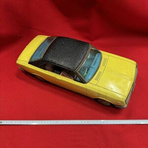 昭和レトロ　アオシン Aoshin　ブリキカー　MARK II　マークII　黄色　ブリキ自動車　全長約43cm　当時物　吹屋