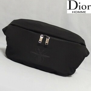 美品★Dior HOMME Bee Body Bag 1BCPO090-YHA-00N ナイロン レザー 黒 メンズ ボディバッグ ウエストポーチ ビー 蜂 ディオールオム★