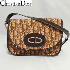 ★Christian Dior トロッター CDロゴ キャンバス レザー ヴィンテージ ショルダー ハンドバッグ オールド クリスチャンディオール★