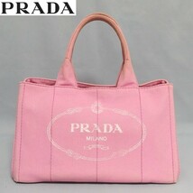 ★PRADA CANAPA M TOTE PINK ロゴ キャンバス トートバッグ ハンドバッグ ピンク カナパ プラダ★_画像1