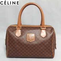 ★CELINE マカダム ロゴ ヴィンテージ ミニボストン ハンドバッグ ブラゾン セリーヌ★_画像1