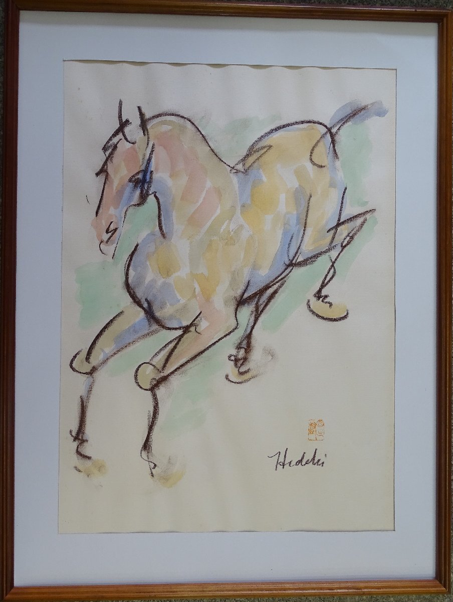 ･作者姓名：坂口伊月 ･标题：一匹马 ･技术：水彩 B1-ET-R4-9-4-68。, 绘画, 水彩, 动物画