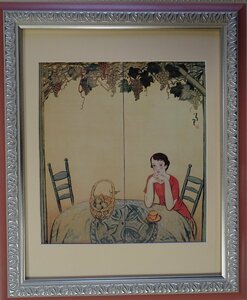 Art hand Auction ･Nom de l'auteur : Yumeji Takehisa ･Titre : Rest ･Technique : Peinture japonaise (reproduction d'image sur paravent) NO-2-R5-1-22-28.5, peinture, Peinture japonaise, personne, Bodhisattva