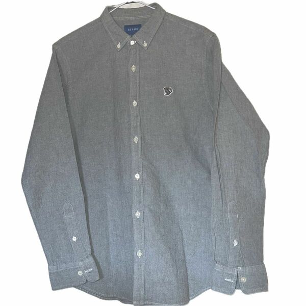 ビームス BEAMS JAPANESE FABRIC シャンブレーシャツ BDシャツ ボタンダウン ストレッチ　長袖 グレー M 