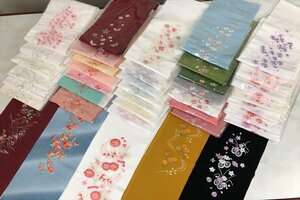 ◎リサイクル着物 刺繍半衿 まとめ売り40点 美品 未使用 化繊 フォーマル カジュアル カラー半衿 振袖用 訪問着用 中古 和ものや傳 C0317