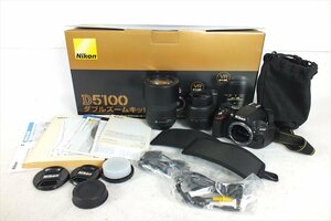 ★ Nikon ニコン D5100 デジタル一眼レフ 18-55mm 1:3.5-5.6G 55-300mm 1:4.5-5.6G レンズAF動作確認済 中古 現状品 240301N3138