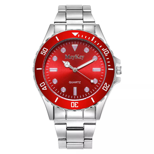メンズ アナログ腕時計シルバー×レッド赤 (ロレックス サブマリーナ デイトではありません）