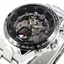 WINNER社 スケルトン メンズ腕時計 自動巻きシルバーｘブラック（銀×黒） ステンレス S_画像5