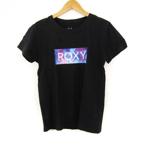  Roxy short sleeves T-shirt Logo T sportswear lady's M size black ROXY