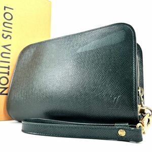 1円《 正規品・美品 》LOUIS VUITTON バイカル タイガ エピセア M30184 ビジネス クラッチバッグ セカンドバッグ メンズ グリーン レザー