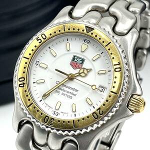 1円《 超希少・美品 》TAG HEUER タグホイヤー メンズ腕時計 クロノメーター 自動巻き シルバー 白文字盤 定価30万 稼動品 コマ・箱付き