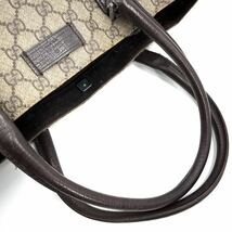 1円《 最高級・正規品 》GUCCI グッチ ビジネス トートバッグ PC収納 A4◎ 大容量 GG スプリーム レザー ロゴ ベージュ ブラウン 茶_画像7