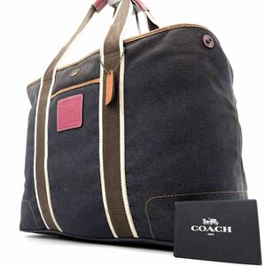 1円《 激レア品 》COACH コーチ ビジネスバッグ トートバッグ メンズ 肩掛け A4 PC収納◎ デニム 大容量 チャーム ユニセックス ネイビー