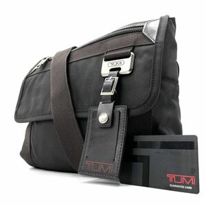 1円《 鑑定済み・美品 》TUMI トゥミ ショルダーバッグ メンズ バリスティックナイロン レザー フラップ 斜め掛け チャーム付 ブラック 黒