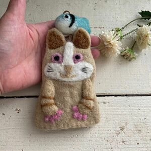 オリジナル 羊毛フェルト キーケース 猫ちゃん 1点 猫 ハンドメイド