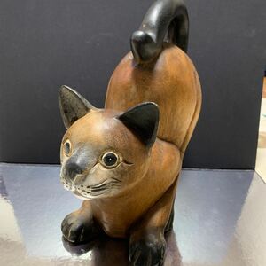 CARCASSONNE カルカソンヌ FRANCE フランス 雑貨 猫 ねこ ネコ 置物 木彫 インテリア オブジェ ヴィンテージ