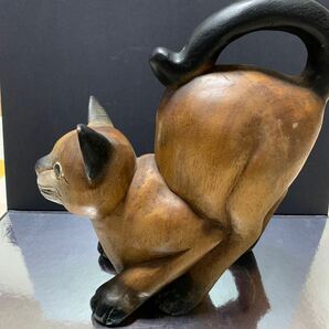 CARCASSONNE カルカソンヌ FRANCE フランス 雑貨 猫 ねこ ネコ 置物 木彫 インテリア オブジェ ヴィンテージの画像2