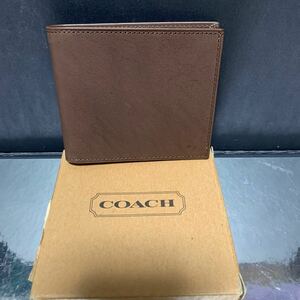 COACH コーチ レザー 二つ折り財布 ウォレット 本革 ブラウン 札入れ カードケース 