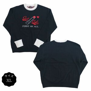 セーター ロカビリーファッション メンズ ブランド リップジャガード織セーター ブラック サイズXL